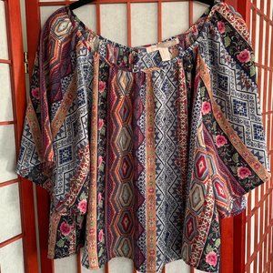 Flowy chiffon multi-pattern top